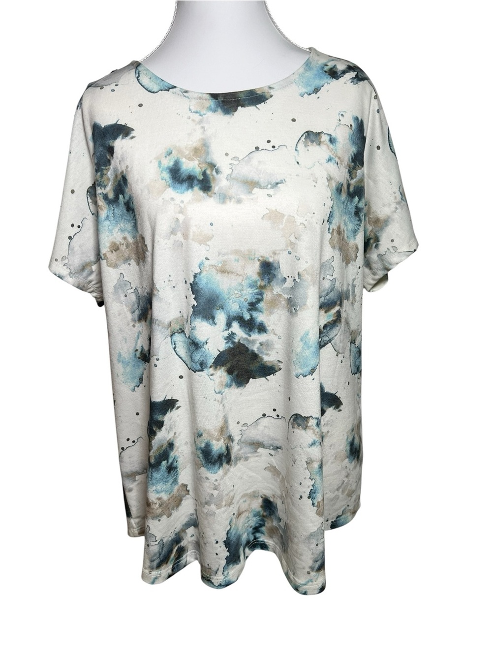 NWT PURE Collections Watercolor Top, Zippers at shoulders - Sz. XL